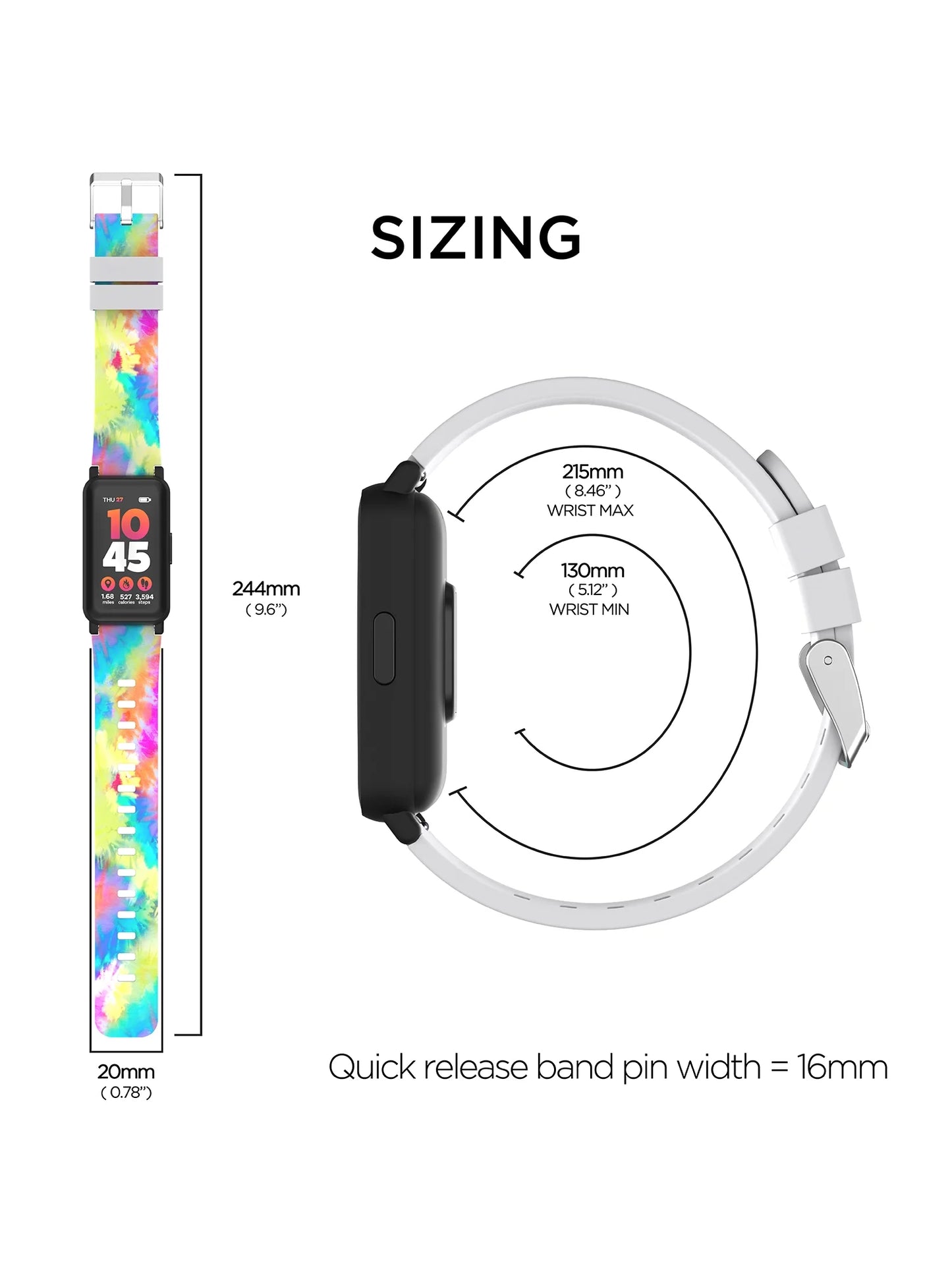Active 3 Unisex Smartwatch Fitness Tracker with Tie Dye Silicone Strap